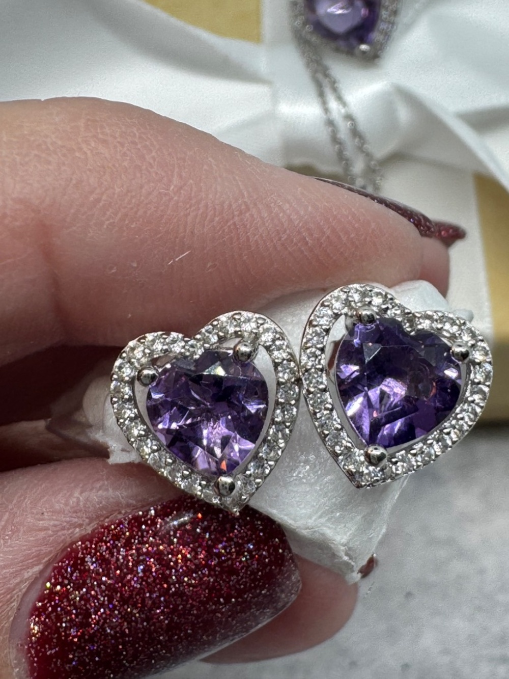 Natural Amethyst Set of Necklace Earrings and Ring - Picture 6 of 13